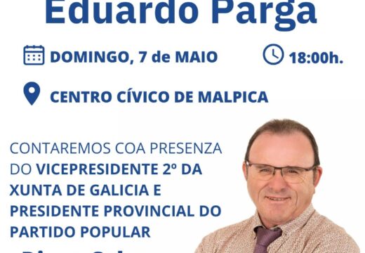 Eduardo Parga presenta este domingo a súa candidatura para revalidar a alcaldía de Malpica